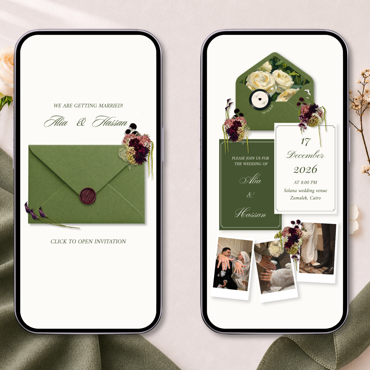 Botanical Green Envelope Invitation