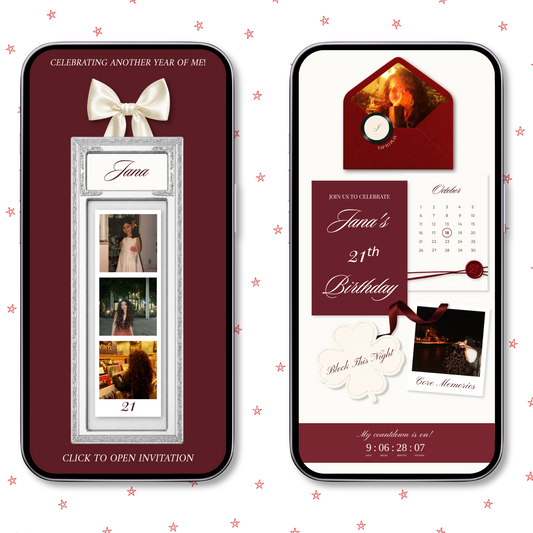 Burgundy Bow Birthday Invitation